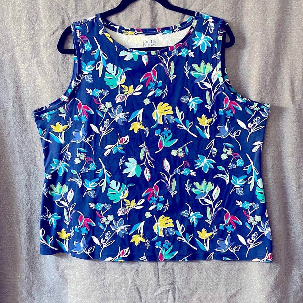 XXL blue multi flower women’s  tank top.